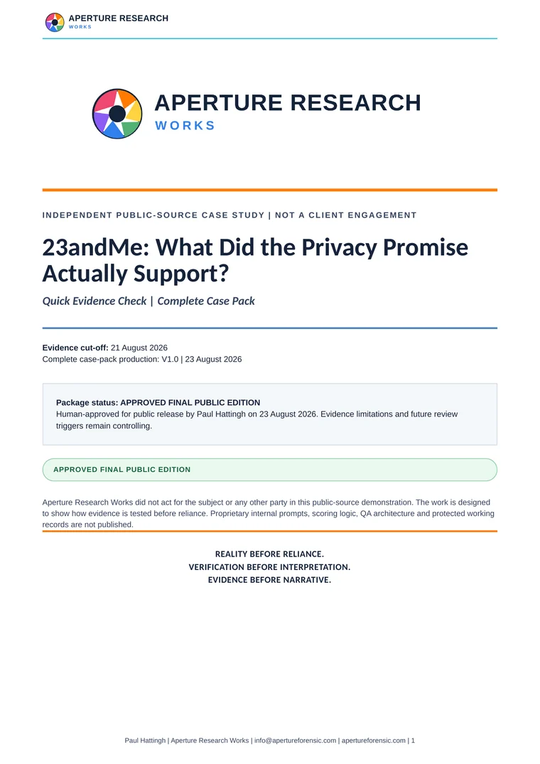 Cover of the Aperture Research Works 23andMe complete case pack
