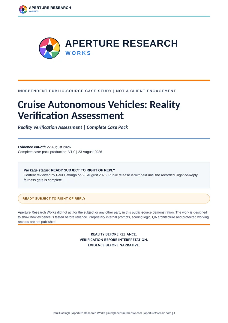 Cover of the Aperture Research Works Cruise Autonomous Vehicles complete case pack