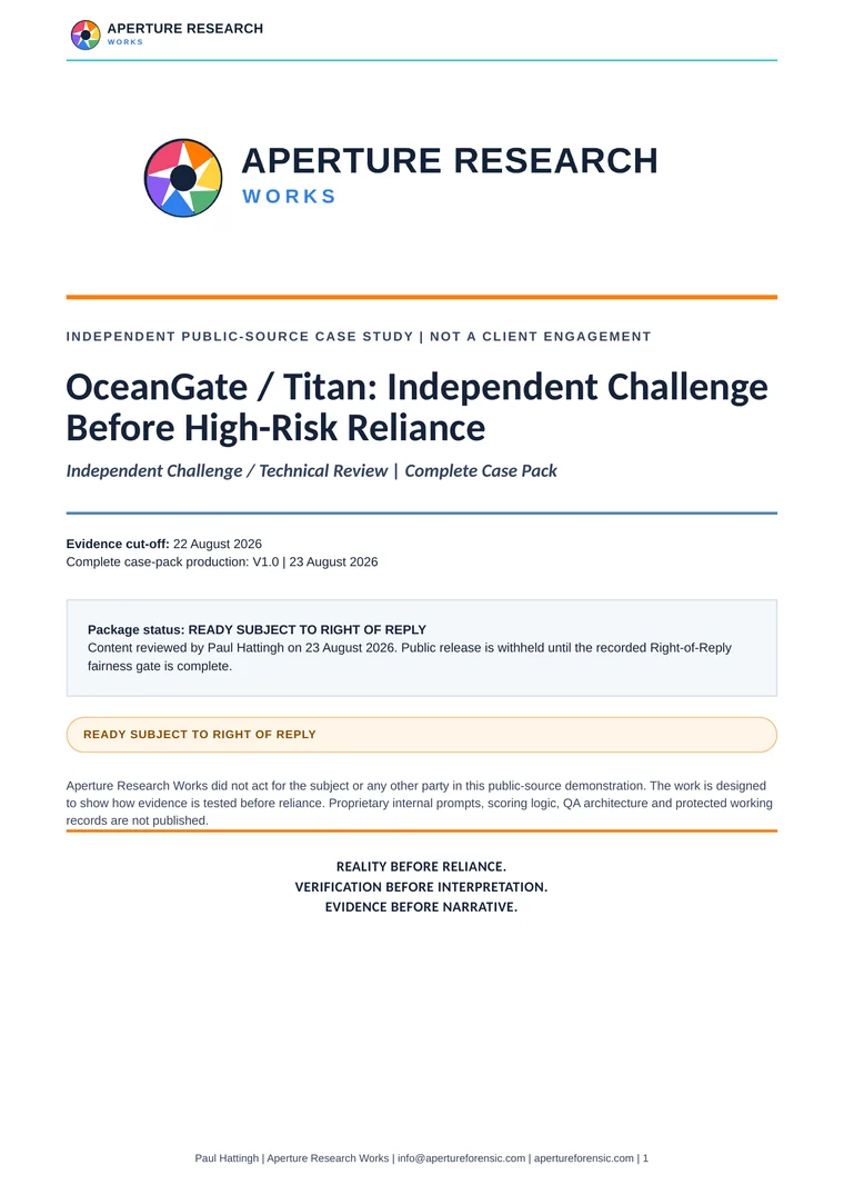 Cover of the Aperture Research Works OceanGate / Titan complete case pack