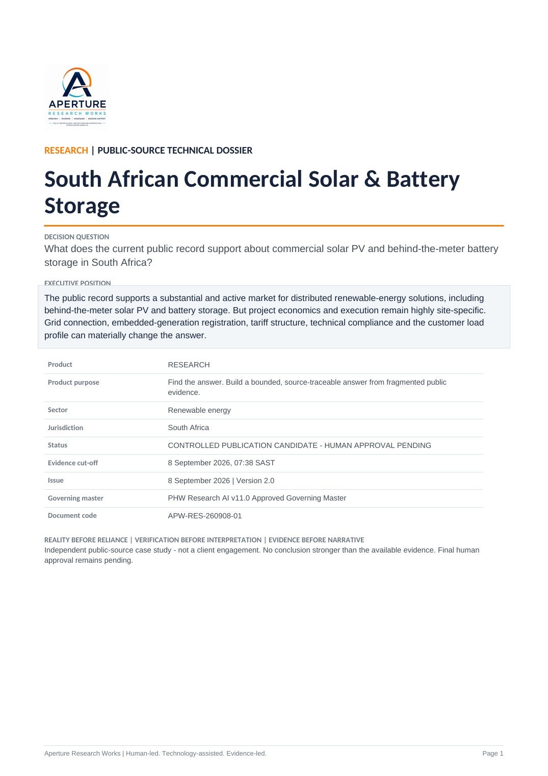 Cover of South African Commercial Solar & Battery Storage