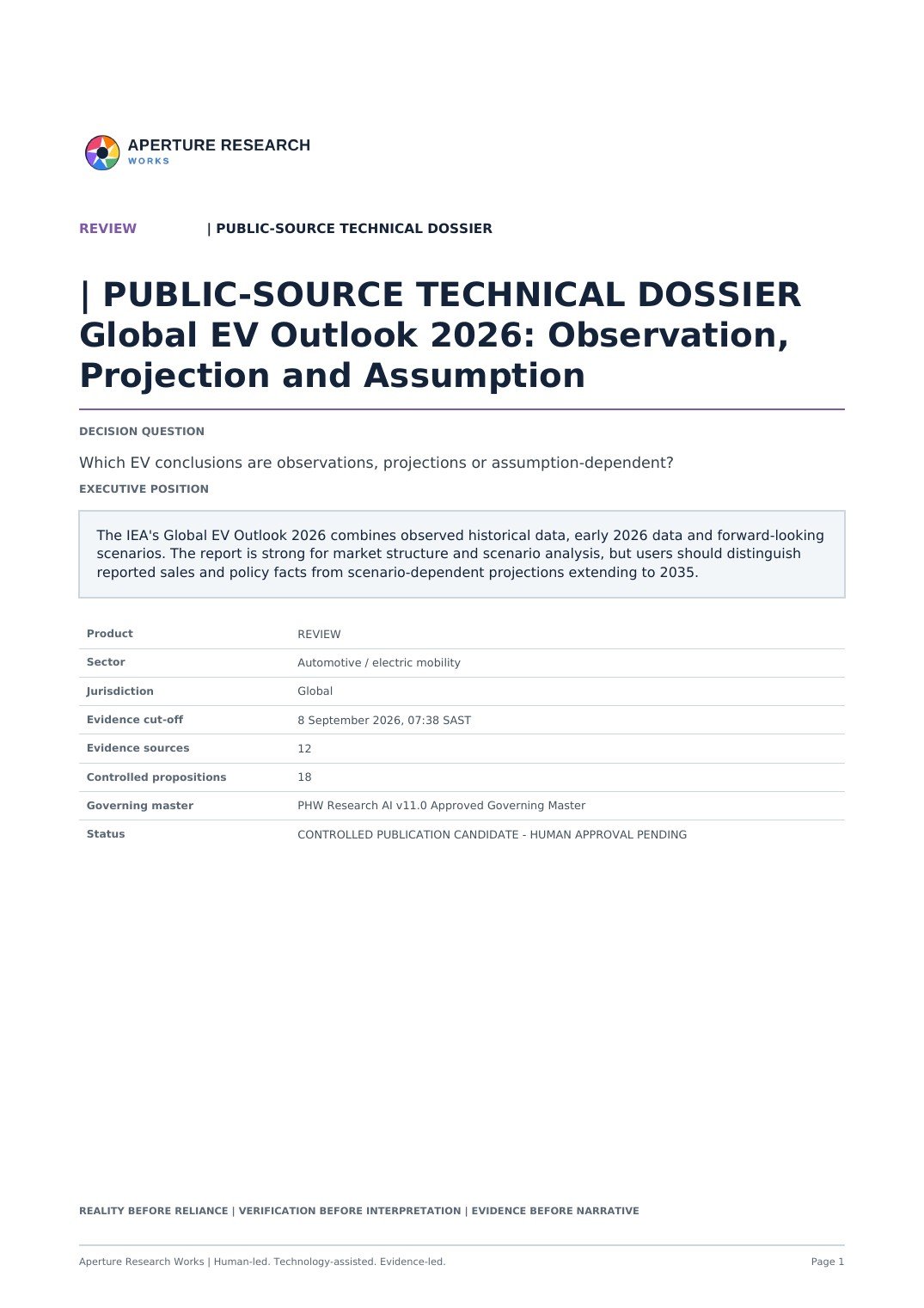Cover of Global EV Outlook 2026: Observation, Projection and Assumption