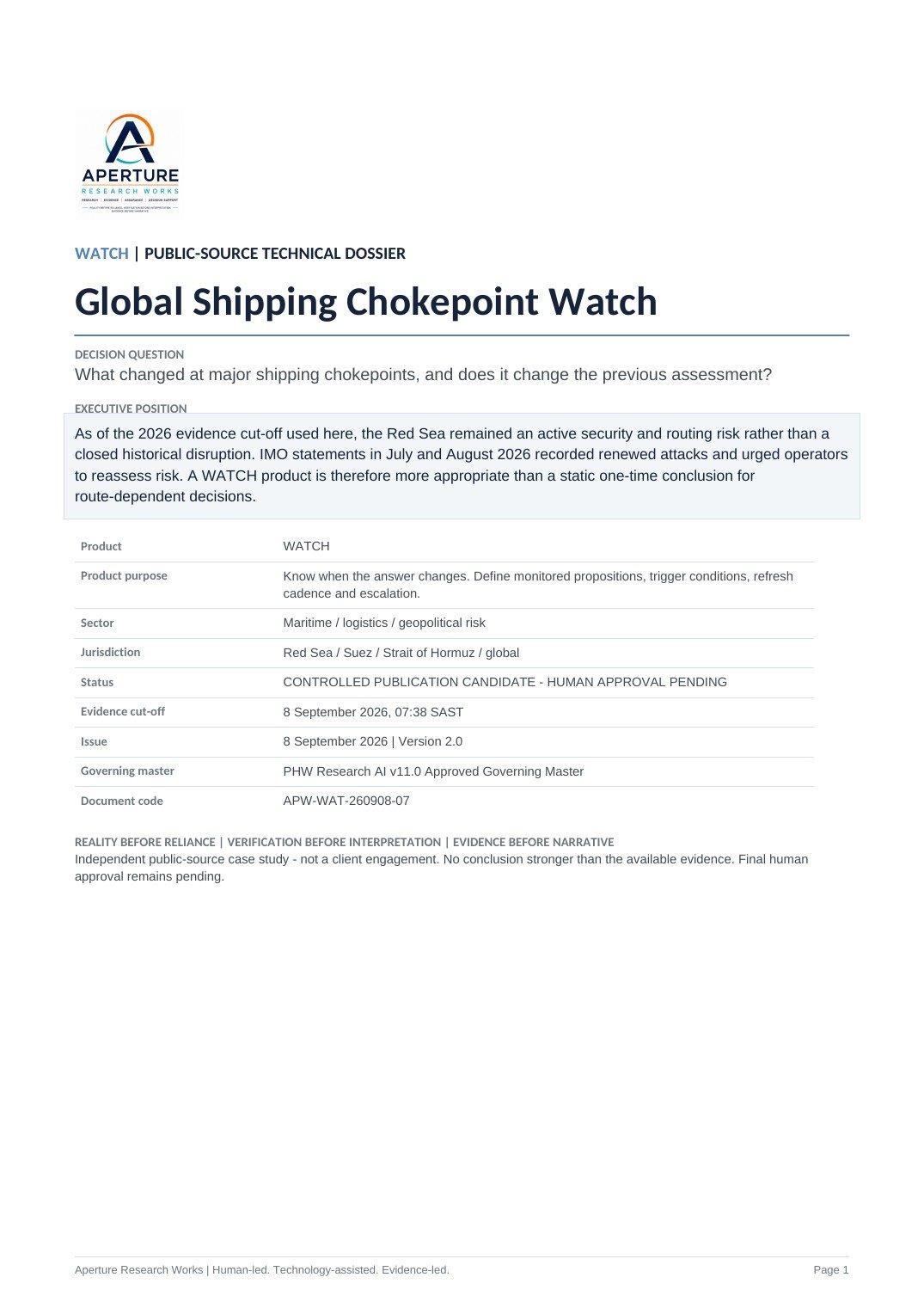 Cover of Global Shipping Chokepoint Watch