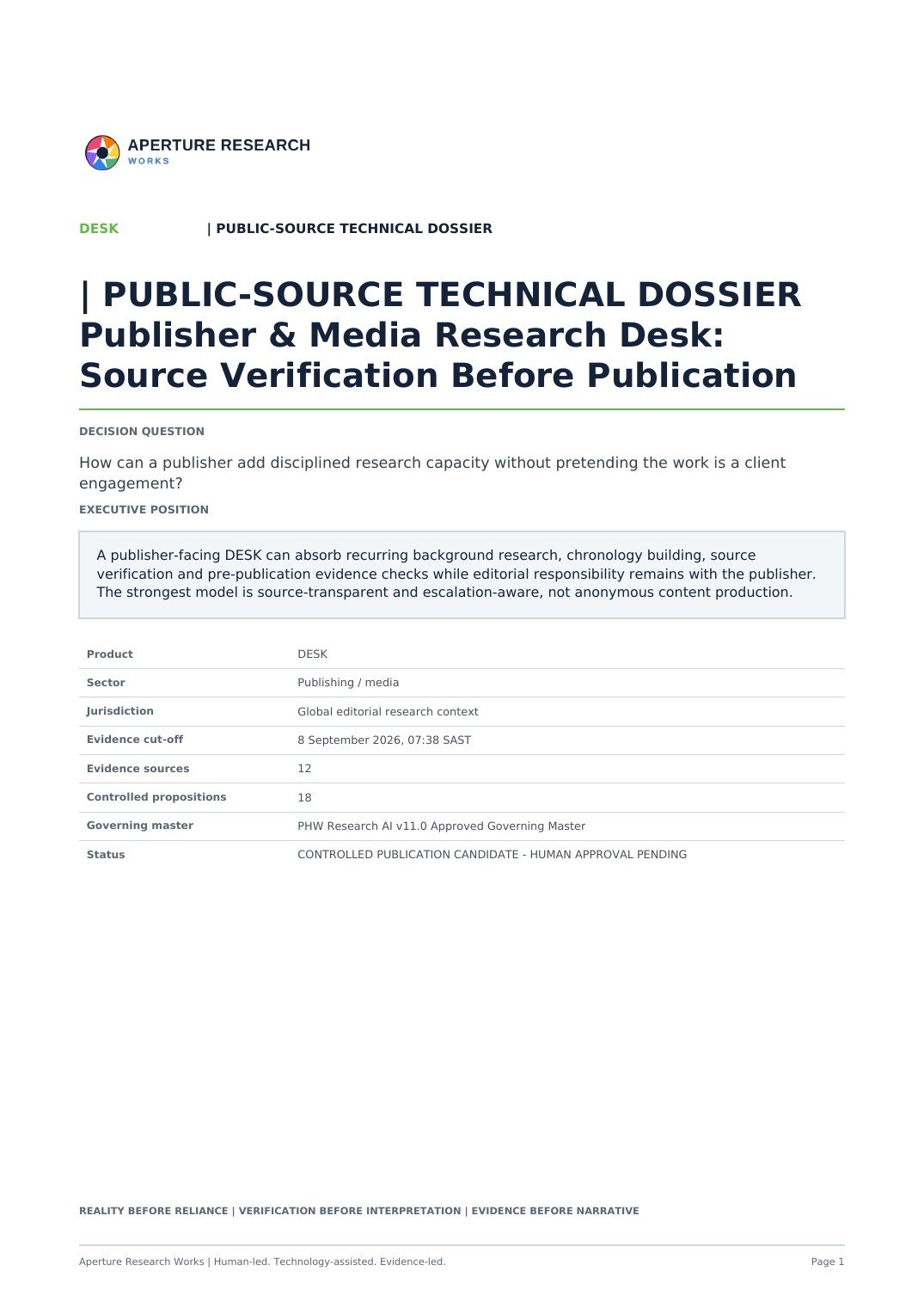 Cover of Publisher & Media Research Desk