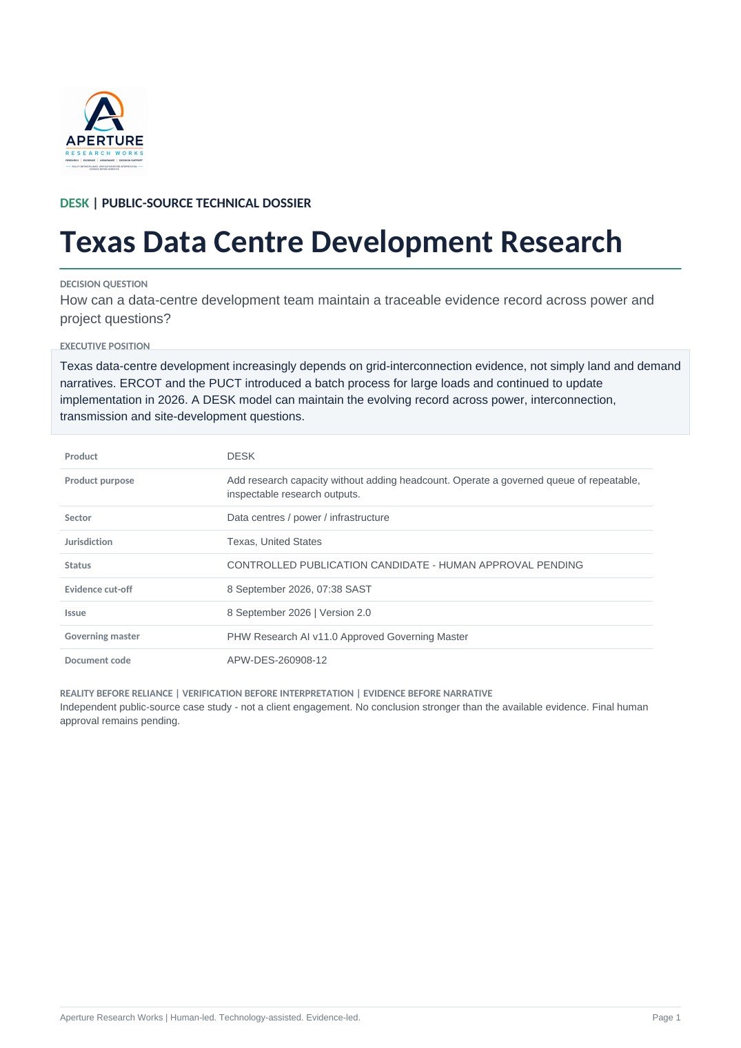 Cover of Texas Data-Centre Development Research Desk