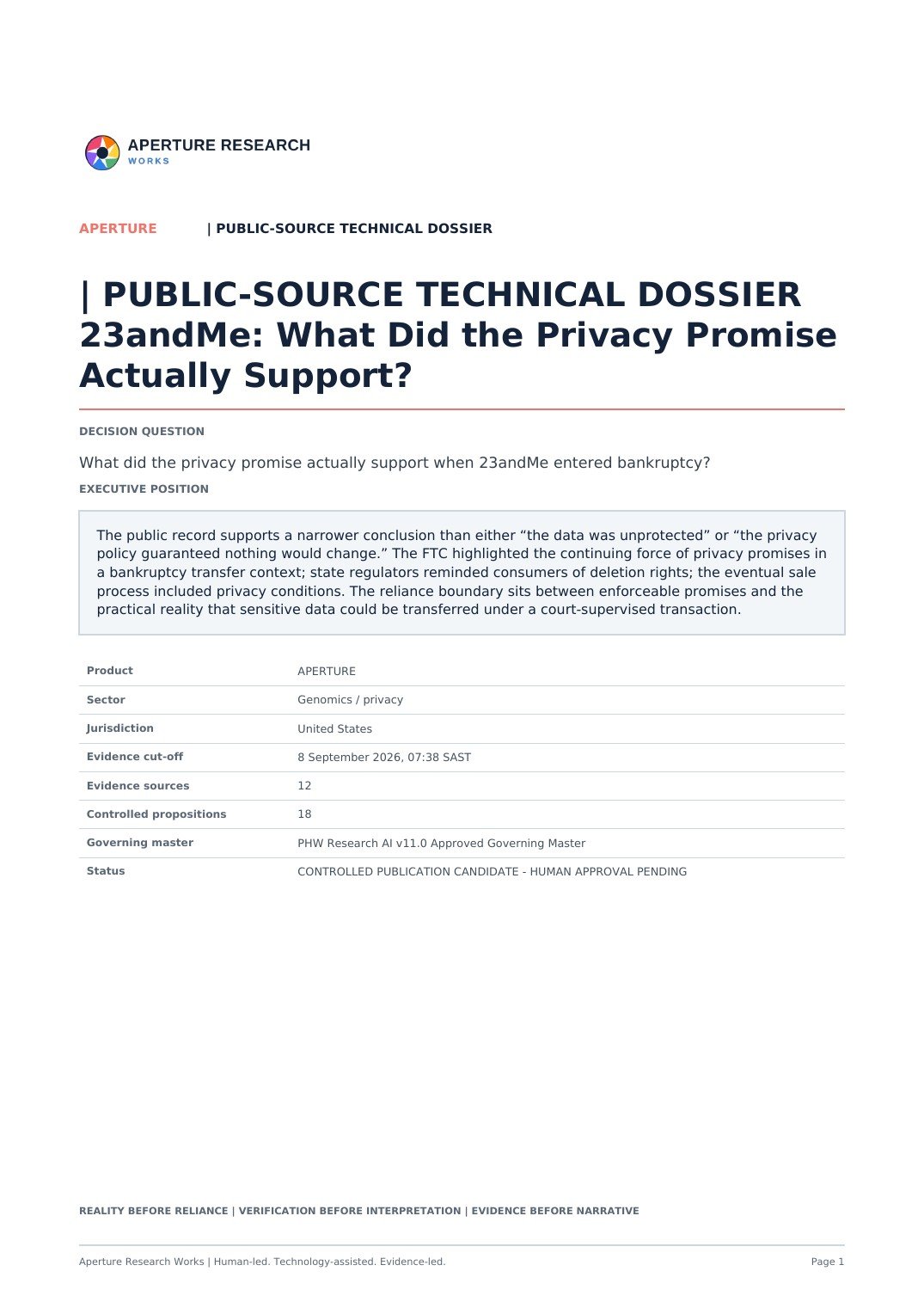 Cover of 23andMe: What Did the Privacy Promise Actually Support?